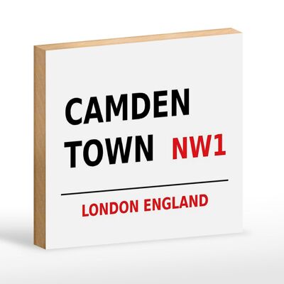 Cartello in legno Londra 18x12 cm Inghilterra Camden Town NW1 cartello bianco
