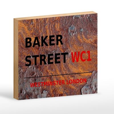 Holzschild London 18x12cm Street Baker street WC1 Dekoration