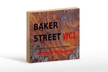 Panneau en bois Londres 18x12cm Street Baker street WC1 décoration 1