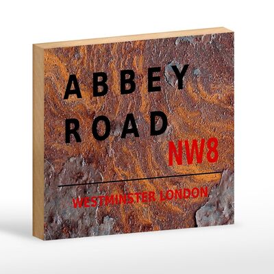 Holzschild London 18x12 cm Abbey Road NW8 Dekoration