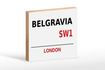 Panneau en bois Londres 18x12cm Street Belgravia SW1 panneau blanc 1