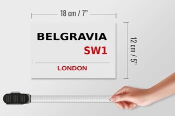 Panneau en bois Londres 18x12cm Street Belgravia SW1 panneau blanc 4