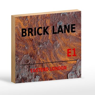 Holzschild London 18x12 cm Street Brick Lane E1 Dekoration