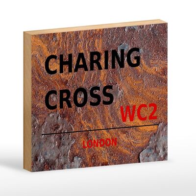 Targa in legno Londra 18x12 cm Charing Cross WC2 decorazione regalo