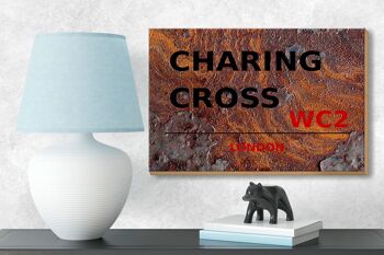 Panneau en bois Londres 18x12 cm Charing Cross WC2 décoration cadeau 3