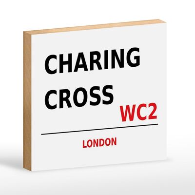Cartel de madera Londres 18x12 cm Charing Cross WC2 decoración de pared
