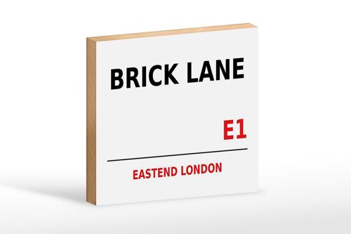 Holzschild London 18x12cm Street Brick Lane E1 weißes Schild