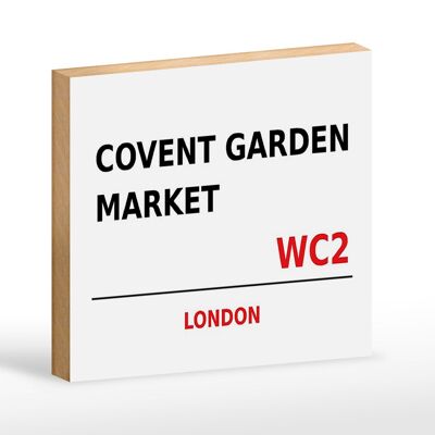 Cartel de madera Londres 18x12cm Covent Garden Market WC2 cartel blanco
