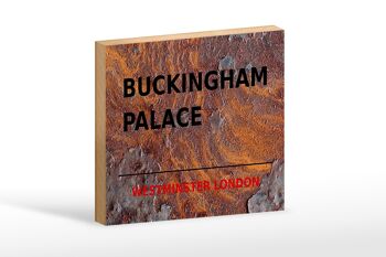 Panneau en bois Londres 18x12 cm Décoration rue Buckingham Palace 1