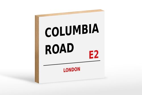 Holzschild London 18x12cm Columbia Road E2 weißes Schild