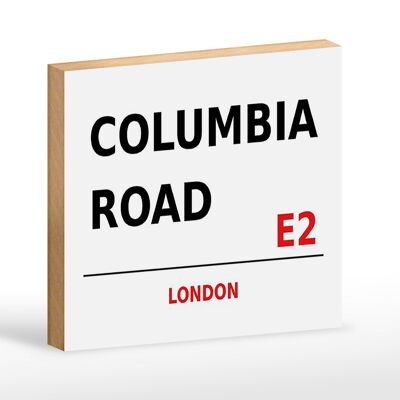 Holzschild London 18x12cm Columbia Road E2 weißes Schild
