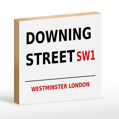 Cartel de madera Londres 18x12cm Westminster Downing Street SW1 cartel blanco