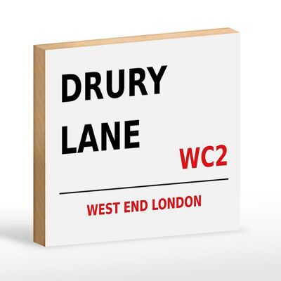 Letrero de madera Londres 18x12cm West End Drury Lane WC2 letrero blanco
