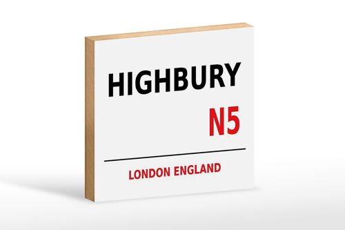 Holzschild London 18x12cm England Highbury N5 weißes Schild