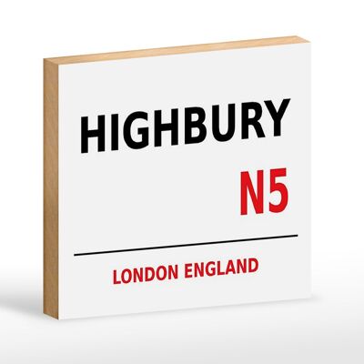 Holzschild London 18x12cm England Highbury N5 weißes Schild