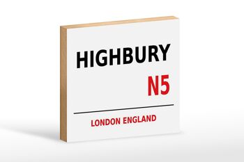 Panneau en bois Londres 18x12cm Angleterre Highbury N5 panneau blanc 1