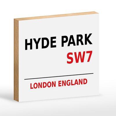 Cartello in legno Londra 18x12 cm Inghilterra Hyde Park SW7 cartello bianco