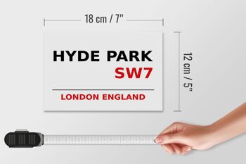 Panneau en bois Londres 18x12cm Angleterre Hyde Park SW7 panneau blanc 4