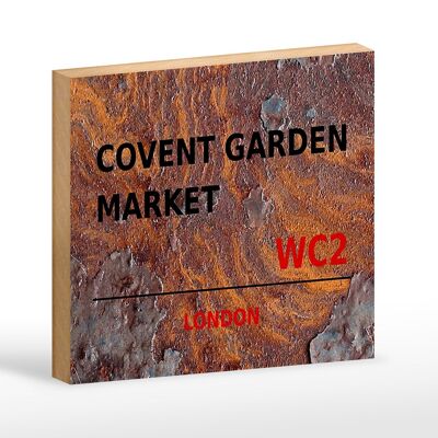 Cartel de madera Londres 18x12 cm Covent Garden Market WC2 decoración