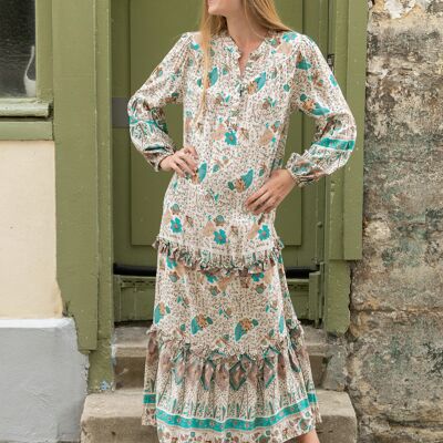 Long floral print shirt dress