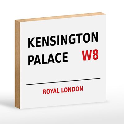 Cartello in legno Londra 18x12 cm Royal Kensington Palace W8 cartello bianco