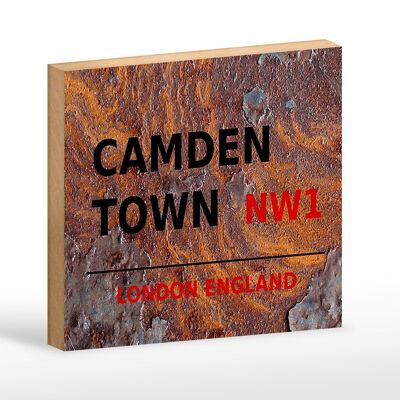 Cartel de madera Londres 18x12 cm Inglaterra Camden Town NW1 decoración