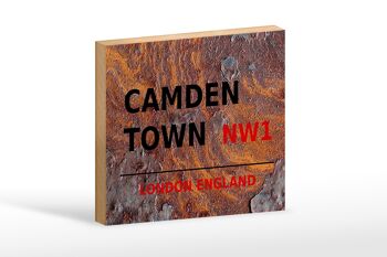 Panneau en bois Londres 18x12 cm Angleterre Camden Town NW1 décoration 1