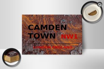 Panneau en bois Londres 18x12 cm Angleterre Camden Town NW1 décoration 2