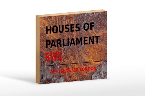 Holzschild London 18x12cm Houses of Parliament SW1 Dekoration