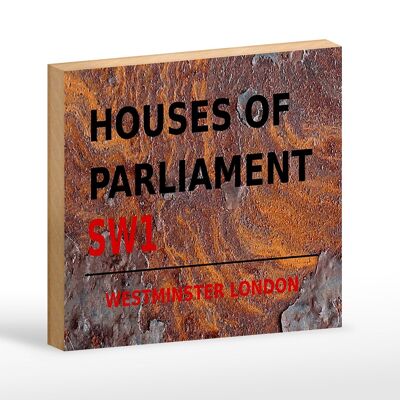 Cartel de madera Londres 18x12cm Casas del Parlamento SW1 decoración