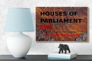 Panneau en bois Londres 18x12cm Décoration Maisons du Parlement SW1 3