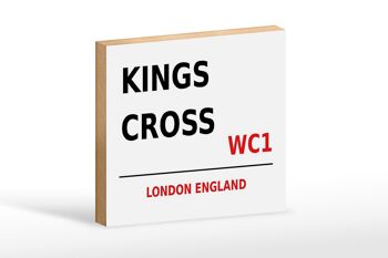 Panneau en bois Londres 18x12cm Angleterre Kings Cross WC1 panneau blanc 1