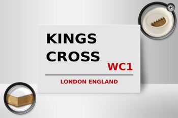 Panneau en bois Londres 18x12cm Angleterre Kings Cross WC1 panneau blanc 2