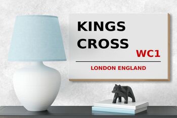 Panneau en bois Londres 18x12cm Angleterre Kings Cross WC1 panneau blanc 3