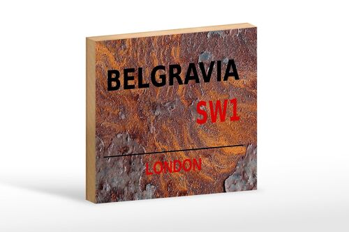 Holzschild London 18x12cm Street Belgravia SW1 Dekoration