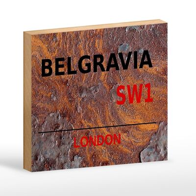 Holzschild London 18x12cm Street Belgravia SW1 Dekoration