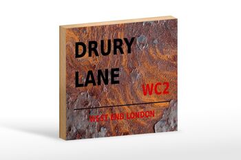 Panneau en bois Londres 18x12cm extrémité ouest Drury Lane WC2 décoration 1