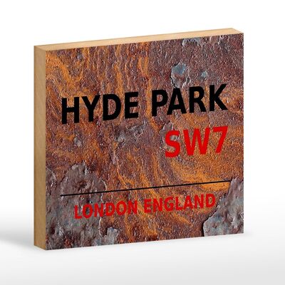 Cartel de madera Londres 18x12cm Inglaterra Hyde Park SW7 decoración