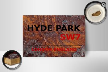 Panneau en bois Londres 18x12cm Angleterre Hyde Park SW7 décoration 2