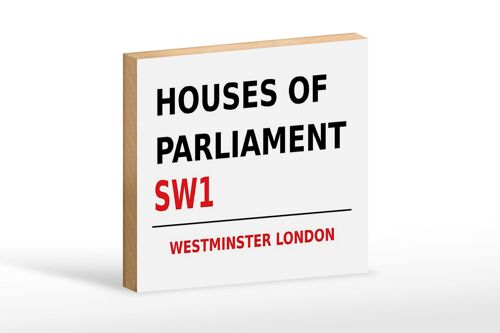 Holzschild London 18x12cm Houses of Parliament SW1 weißes Schild