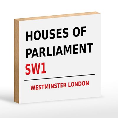 Holzschild London 18x12cm Houses of Parliament SW1 weißes Schild