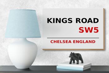 Panneau en bois Londres 18x12cm Angleterre Chelsea Kings Road SW5 panneau blanc 3