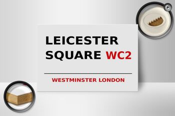 Panneau en bois Londres 18x12cm Westminster Leicester Square WC2 panneau blanc 2