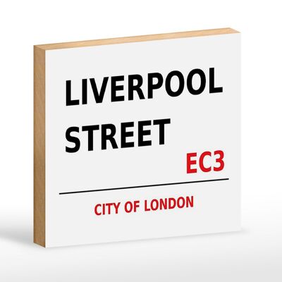 Holzschild London 18x12cm City Liverpool Street EC3 weißes Schild