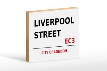 Panneau en bois Londres 18x12cm City Liverpool Street EC3 panneau blanc 1