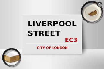 Panneau en bois Londres 18x12cm City Liverpool Street EC3 panneau blanc 2