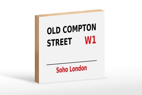 Holzschild London 18x12cm Soho Old Compton Street W1 weißes Schild