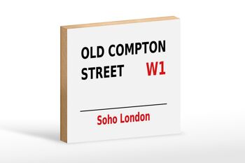 Panneau en bois Londres 18x12cm Soho Old Compton Street W1 panneau blanc 1