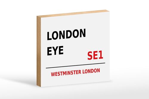 Holzschild London 18x12cm Westminster London Eye SE1 weißes Schild