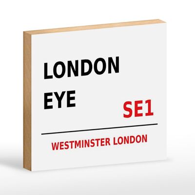 Holzschild London 18x12cm Westminster London Eye SE1 weißes Schild